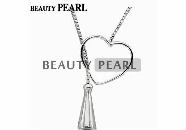 5 Pieces Sterling 925 Silver Box Chain Heart Pendant Mounting Necklace Jewellery Necklace Blank Settings for Pearls