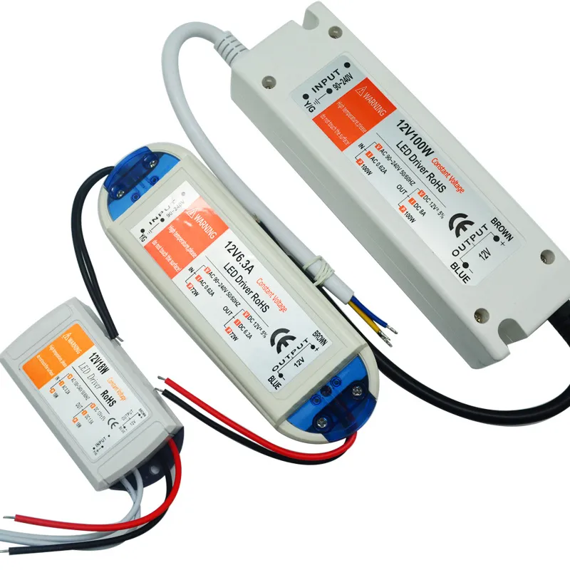 12V 6.3A 72W Voeding 18 W 28W 48W 100W 90V-240V Verlichting Transformers Safy Driver voor LED Strip Lichtbollen