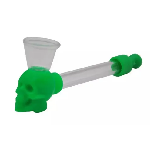 Pipa in vetro con teschio in silicone Pipa fumare a mano Pipa in vetro bruciatore a nafta Pipa acqua con schermo Accessori fumatori Dab Rigs