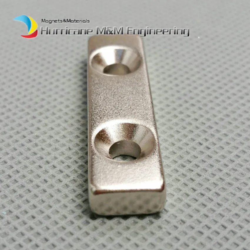 NdFeB Fix Magnet 40x10x5mm with 2 M5 Screw Countersunk Holes Block N42 Neodymium Rare Earth Permanent Magnet3439553