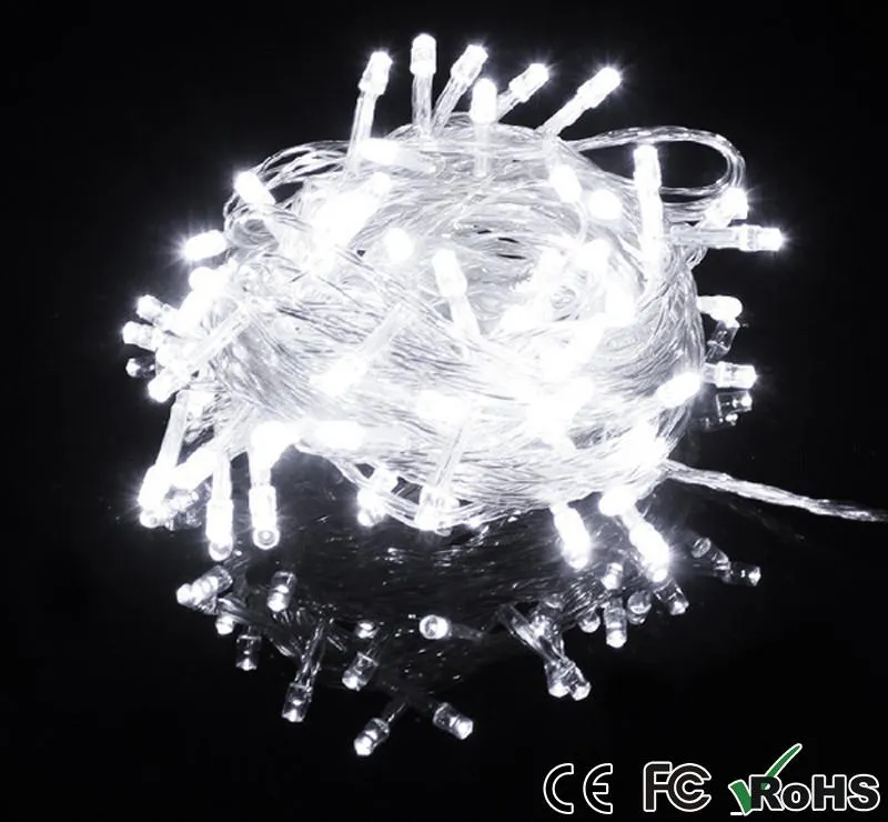 Promocja Item Big Discout 100 LED LED Światła łańcuchowe 10m 110 V / 220 V Do Clear Wire Boże Narodzenie dekoracji z złączem X'mas Wakacje