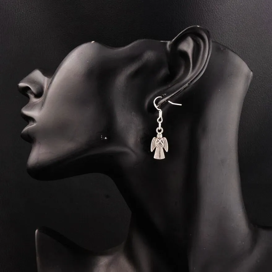 Böne Archangel Dangle Candelier Örhängen 925 Silver Fish Ear Hook / E122 36.3x10.4mm