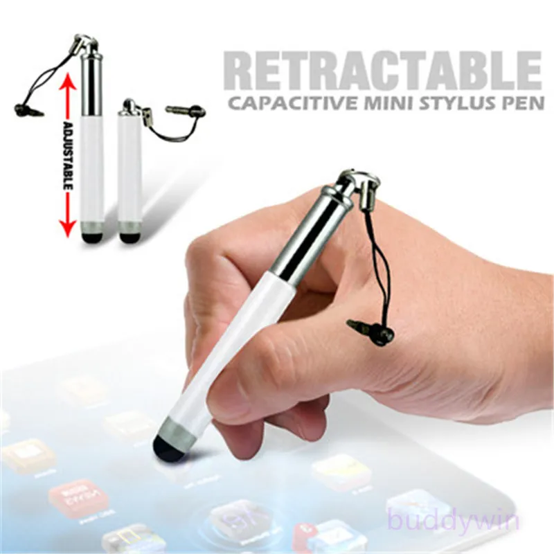 Retractable Capacitive Mini Stylus Touch Screen Pen With Sling for iphone Samsung HTC LG Tablet 
