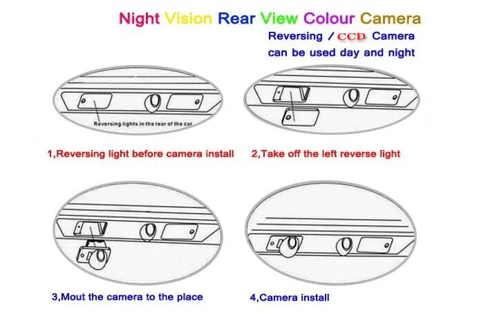 For Cadillac STS 2007-2013 Car Reverse Back Up Camera Parking Camera HD CCD RCA NTST PAL License Plate Light OEM264G