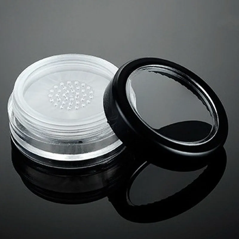 10g Black Clear Cap Polvo suelto compacto con la tapa de rejilla PP Powder Jar Contenedor de embalaje Vacío Powdery Cake Box F2017892