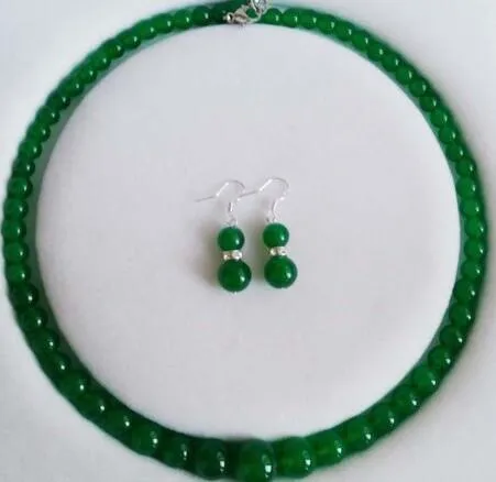 10mm äkta röd jade ädelstenar runda halsband örhängen set 18 