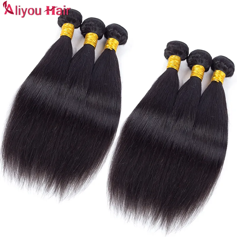 Estensioni capelli lisci peruviani economici 4 o 5 o 6 pacchi Molto tessuto vergine brasiliano peruviano malese capelli umani Bu2333528