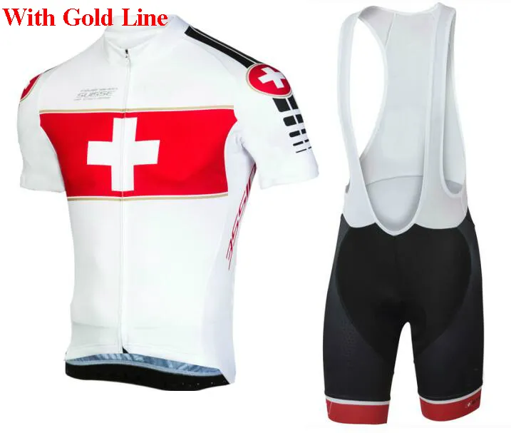 2024 Zwitserland Team Pro Wielertrui FIETS SHORTS SET Zomer HEREN Mtb Fietskleding Ropa Maillot Ciclismo met gel pad