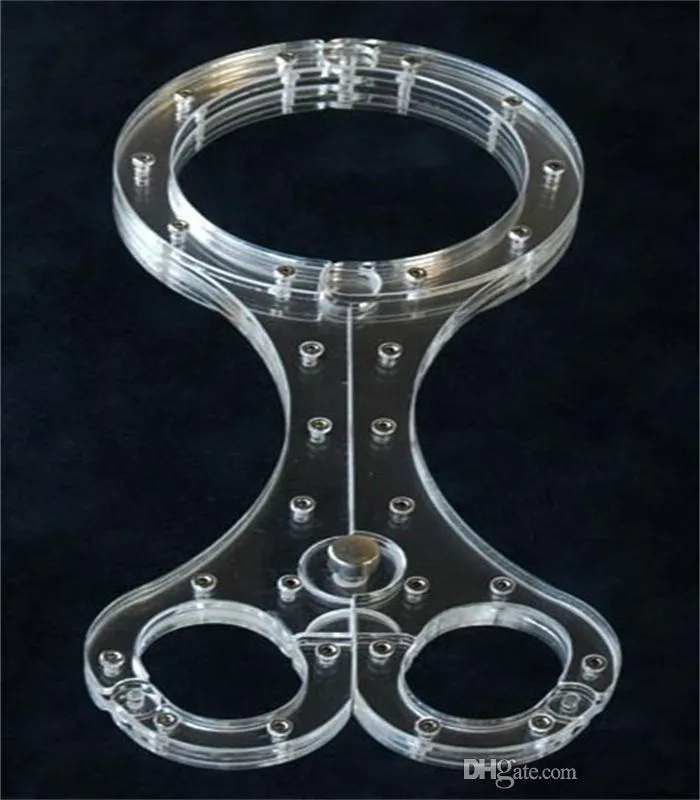 BDSM Luxus eloxiert Aluminium Cangewasche Hals Handschellen Zurückhaltung Bondage-Joch-Handgelenk-Pranger mit Schloss