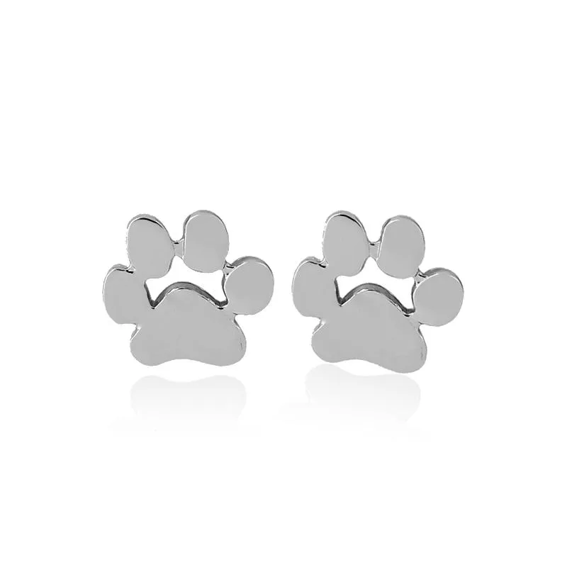 Hollow Pet Cat Dog Lover Paw Print Stud örhängen Valp Memorial Minimalist Earring Cute Animal Footprint Gold Silver Plated örhängen