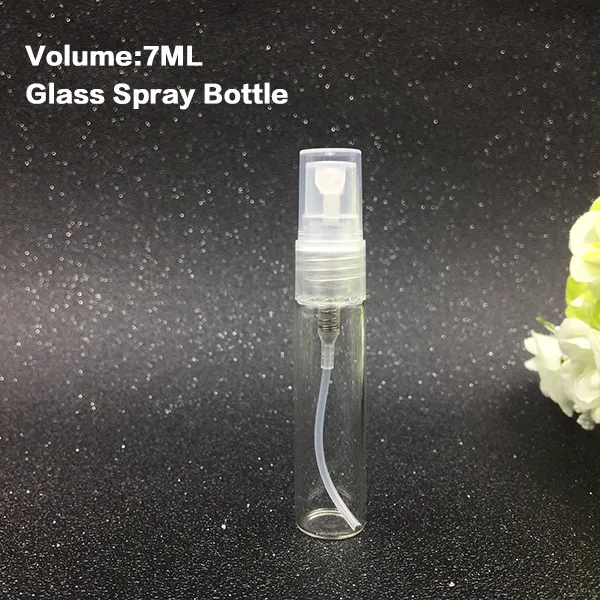 7ml Mini Refillerbar Clear Glass Parfym Tom flaska Kosmetisk 1 / 4oz 7cc Pump Atomizer Sample-flaskans rör