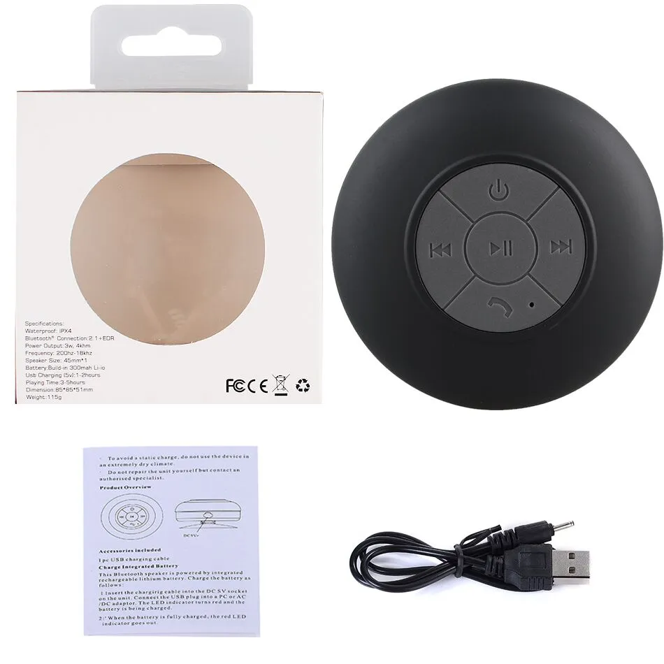Bluetooth hoparlör su geçirmez kablosuz duş eller uzaması mikrofon vites chuck otomobil hoparlör taşınabilir mini mp3 süper bas çağrı almak
