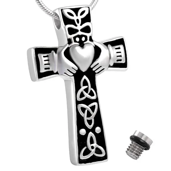 IJD8025 World Peace Cross Stainless Steel Cremation Pendant Necklace Hold Heart Memorial Ashes Keepsake Urn Necklace281S