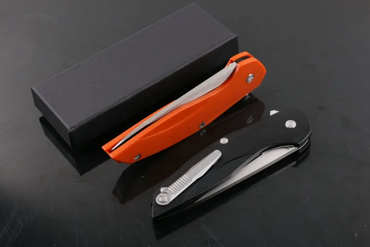 Flipper Knife 8Cr13Mov Satin Blade G10 Handle Outdoor Survival Tactial Folding EDC Pocket Knives