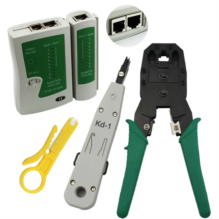 RJ11 RJ12 RJ45 CAT5 Cat6 LAN Kit d'outils de réseau Ethernet portable testeur de câble pince à sertir pince testeur Lan