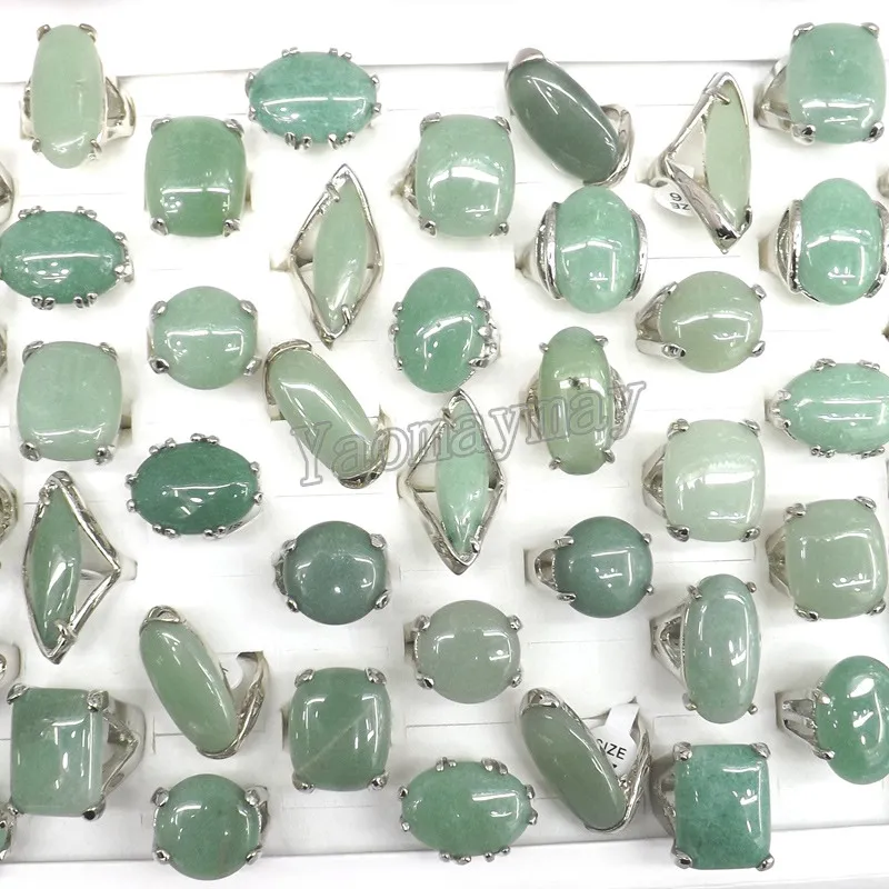 50 st mycket stort naturligt ljusgrön jade Aventurine Rings semi-ädelstenar Factory 278o