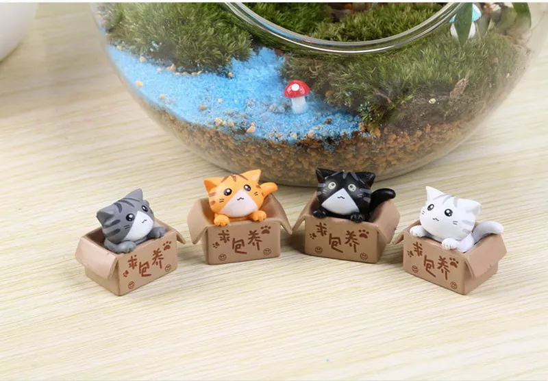 Cartoon Cat Micro Paesaggio Mini Figurine Fantasy Fata Giardino Decorazione Artigianato Decorazioni la casa Miniature