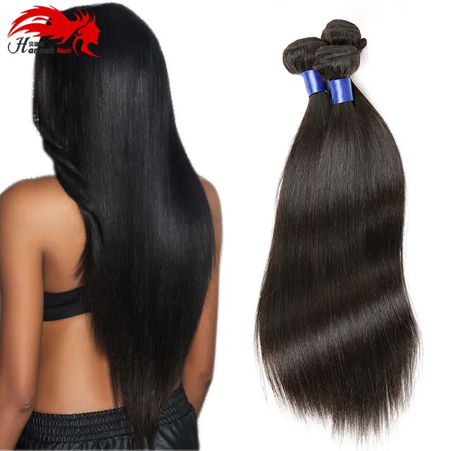 Hannah Peruvian Virgin Hair Straight 3 Bundles Human Hair Wefts 8A Virgin Unprocessed Human Hair Bundles Weaves No Tangle Natural