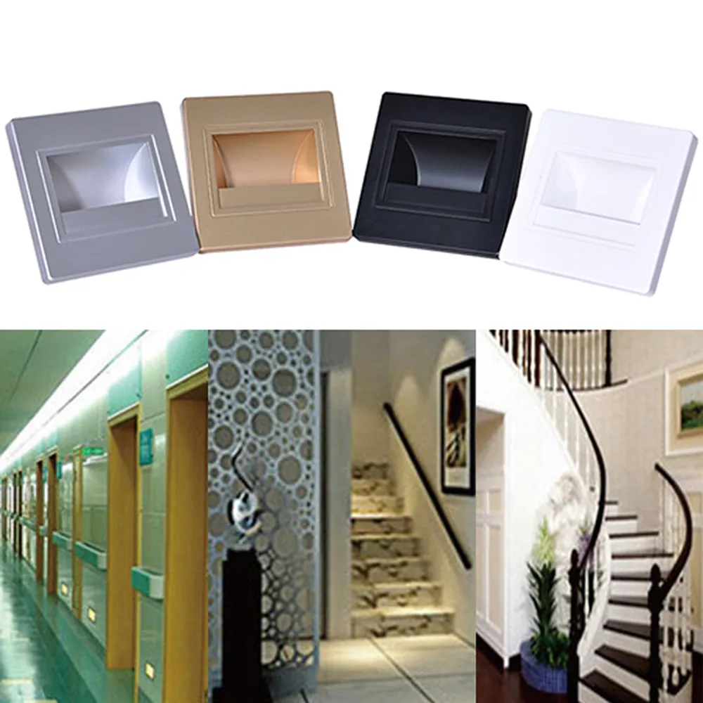 0.6W 85-265V Wall Plinth Recessed Stairs Step Lamps Hotel Aisle Path Footlight LED Night Hallway Porch Lights