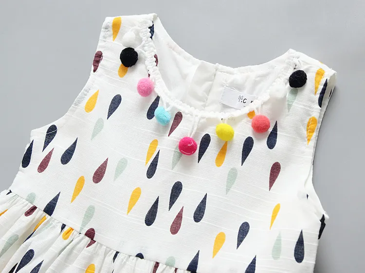 baby dresses newborn babies rain dots cute dress toddler sundress with colorful tassel balls infant child boutique clothing8791367