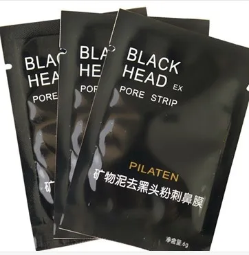 Pilaten ansikts svart mask ansiktsvård näsa akne blackhead remover mineraler por rengöringsmask svart huvud remsa maquiagem