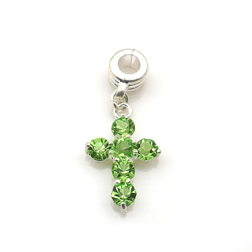 24 sztuk / partia Crystal Cross Shape Slide Naszyjnik Wisiorek Multicolor Rhinestone Urok Dla DIY Darmowa Wysyłka