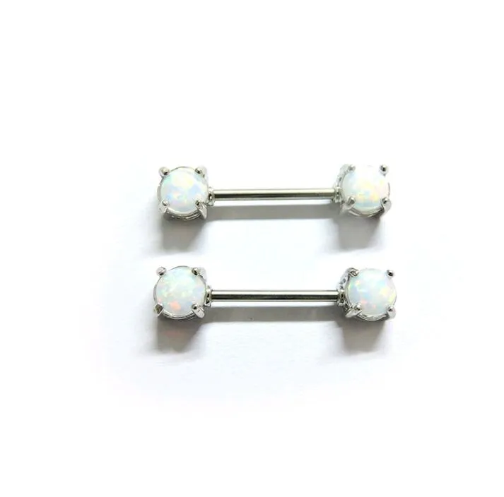 Mode Natural Opals Barbells Kvinnor Kropps Smycken Piercing Nippel Ringar Medicinsk rostfritt stål till salu Gratis frakt