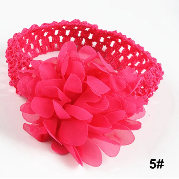 Kindermode-Band-Kranz-Stirnbänder Hübsche Blumenhaarbänder Kinderhaar-Zusätze Chiffon-Blume mit weichem elastischem Häkelstirnband