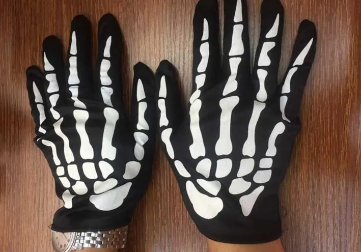 Skelett-Handschuhe Weiß - Gruselig Cooles Halloween & Cosplay Accessoire