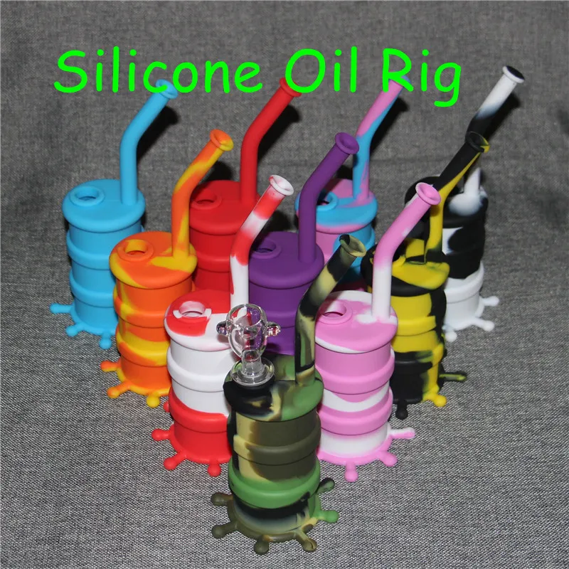 새로운 도착 실리콘 오일 드럼 옷걸이 Mini Silicone Rigs 봉 유리관 10 색 선택 DHL 무료 배송