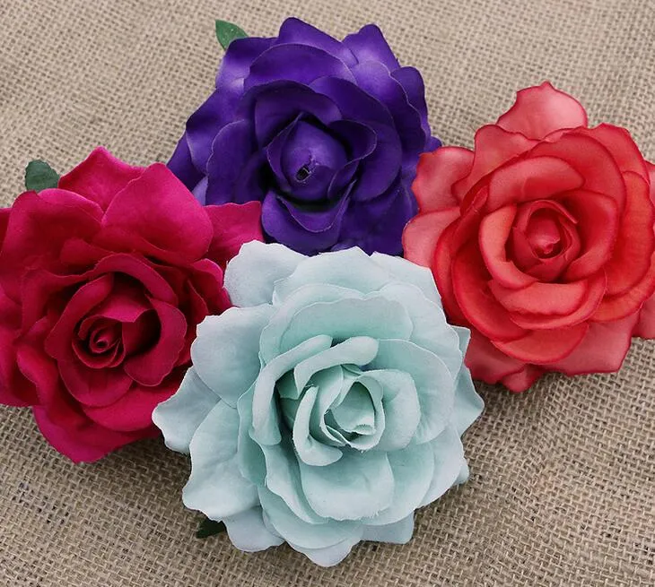 DIY cabeza de flor de Rosa Artificial flor de seda para ramillete de boda chanclas tocado ramo accesorios 11,5 cm G628