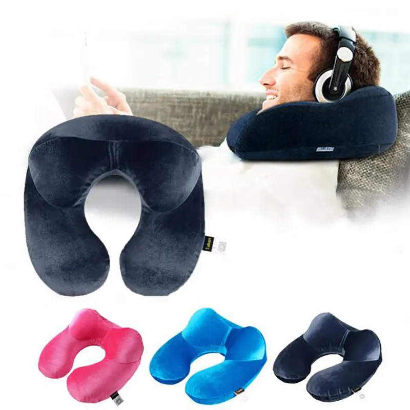 U Shape Travel Pillow For Airplane Inflatable Neck Pillow Travel