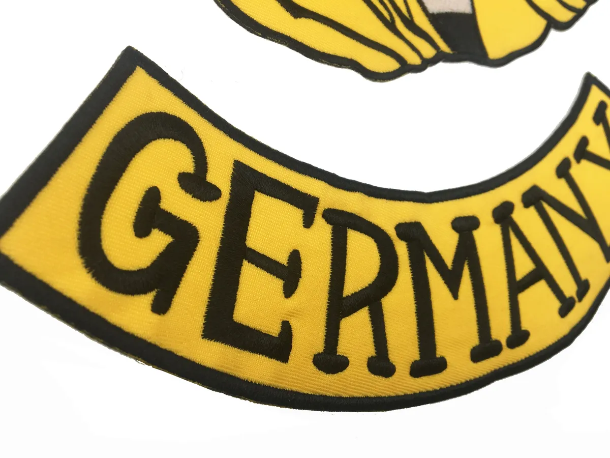 Recién llegado, 7 Uds., conjunto de GHOSTRIDER'S GERMANY, parche bordado de hierro para coser en la espalda, parche de motorista para chaqueta, chaleco, parche 3001