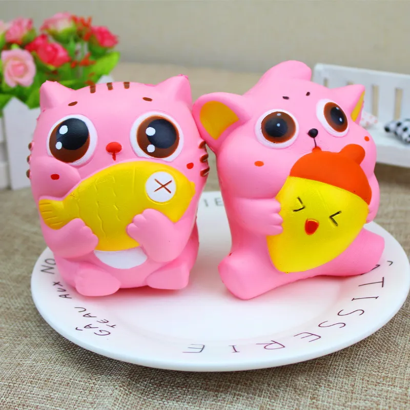 Vente chaude Squishy 9*9*12CM chat lente augmentation doux Animal Collection décor tête accessoires