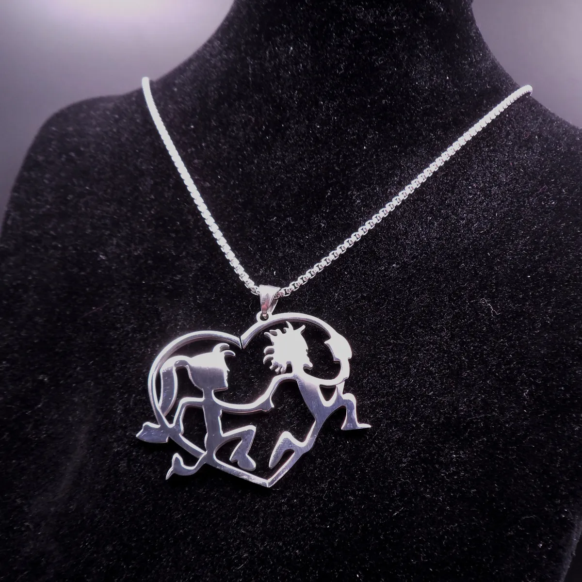 argent ICP bijoux grande folie en acier inoxydable Hatchetman Hatchet femmes pendentif coeur Juggalette avec 3mm 30 pouces boîte chaîne collier