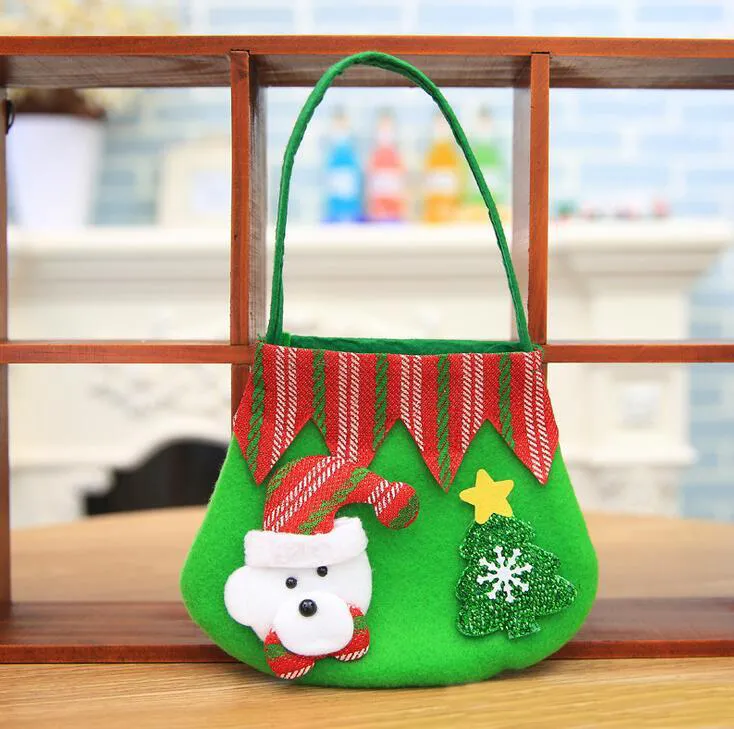 19*17cm Christmas colorful bag apple gift bag for children Non-woven Snowman Santa Claus candy bags christmas decoration