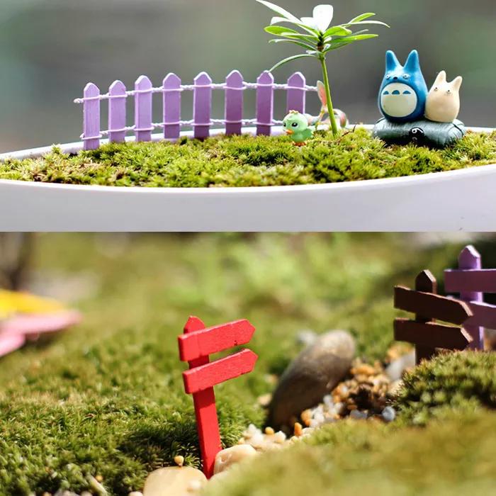 Partihandel Mini Fäktning Fence Fairy Garden Miniatyrer Gnome Moss Terrariums Desktop Bottle Garden Resin Crafts Dekoration för hem