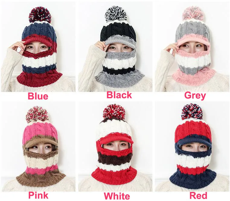 2017 gorro de lana tejido de Invierno para mujer, gorro para exteriores, gorro para ciclismo, gorro para el frío, capucha de viento cálida, gorro con protección para la oreja para esquí para mujer