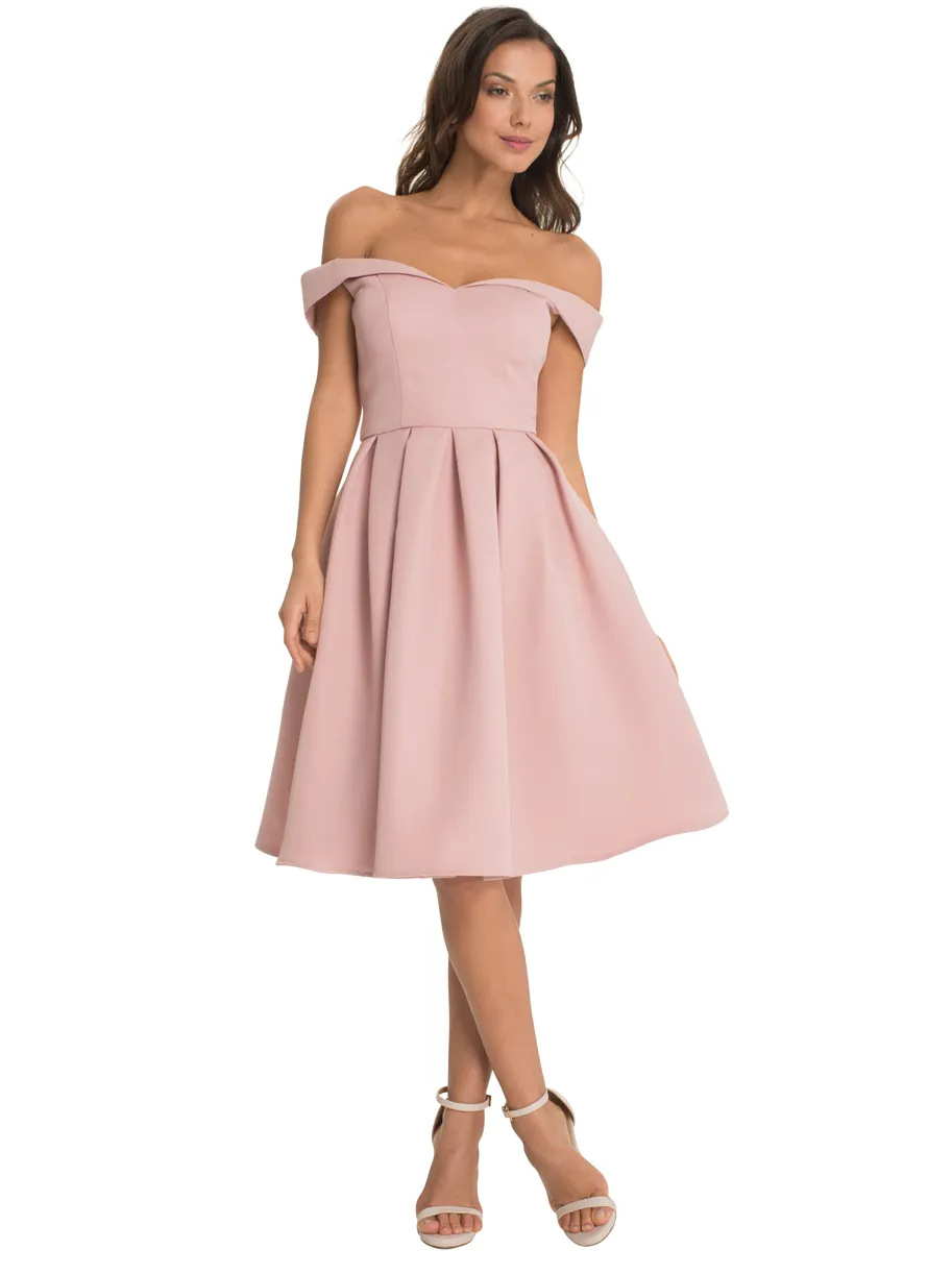 Blush Satin Off-Shoulder light homecoming dress with Pleated Knee-Length Hemline and Backless - Perfect for Cocktail, Evening Gowns, Formal Events, Blush Satin Off-Shoulder light homecoming dress with Pleated Knee-Length Hemline and Backless - Perfect for Cocktail, Evening Gowns, Formal Events,