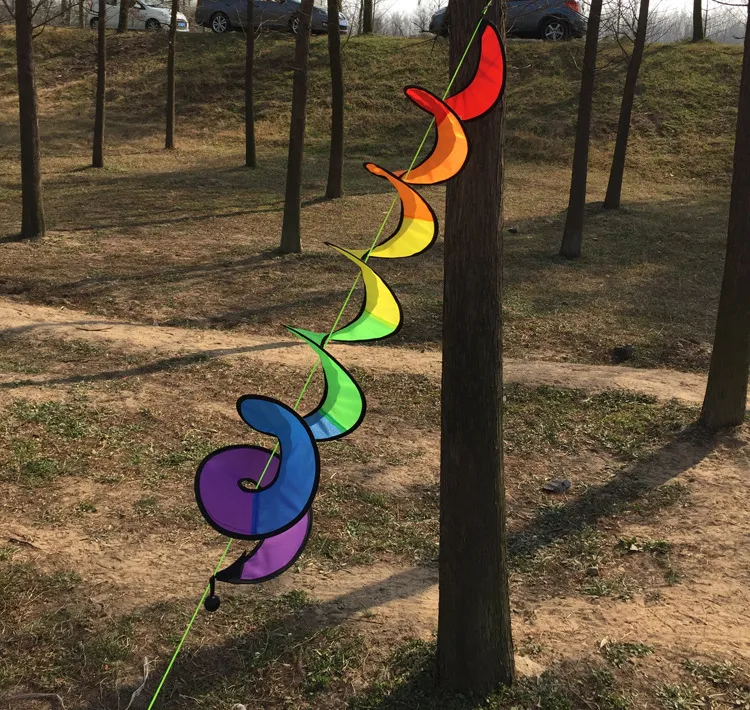 caldo pieghevole arcobaleno spirale mulino a vento manica a vento giardino girandola a vento tenda da campeggio decorazioni da giardino in stock