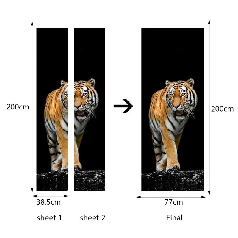 Ferocious tigre adesivos de parede diy quarto mural home decor poster pvc porta à prova d 'água adesivo imitação 3d decalque