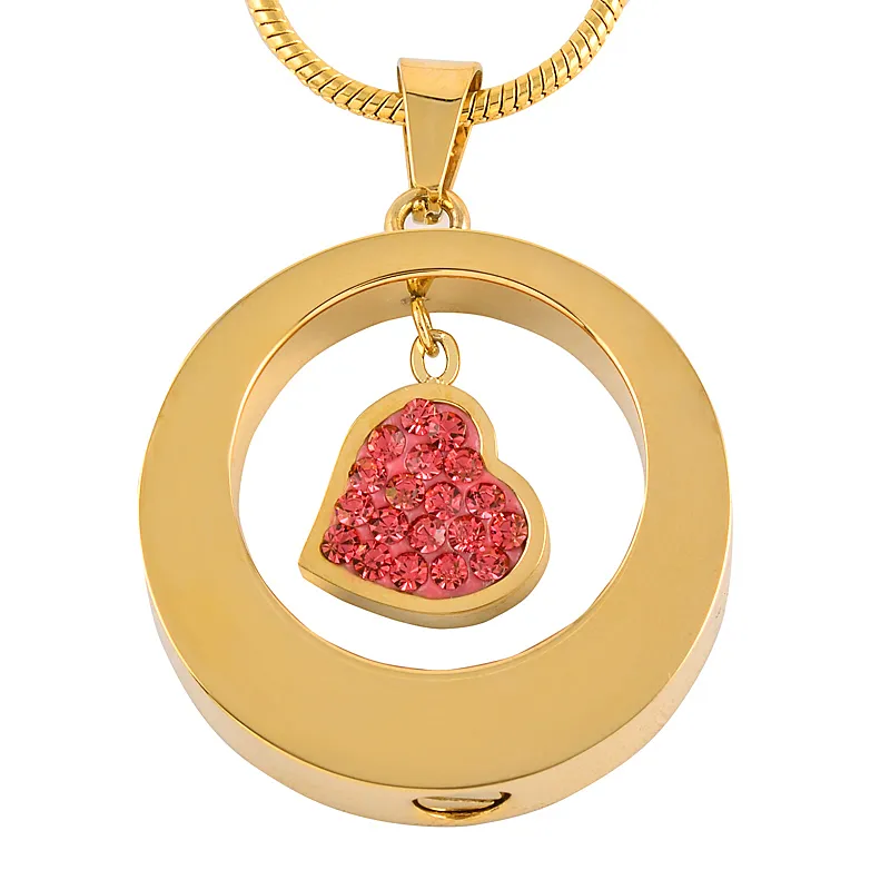 CMJ8251 Aldrig blekna Assorted Round Cremation Pendant Urn Halsband Minnesmärke Keepsak Mode Kvinnor Smycken Charm Pendant Tillbehör