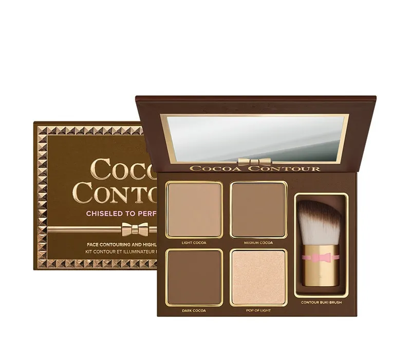 StockingBrand Makeup COCOA Contour Kit Highlighters Palette Nude Color Cosmetics Face Concealer with Contour Buki Brush DHL5569668