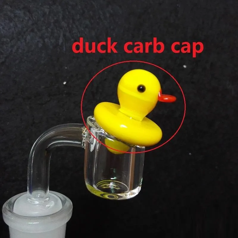 Duck UFO Carb Cap Solid Färgad Glas Gul Duck Dome 24mm För 4mm Termisk P Kvarts Banger Nails Vattenrör Bongs I lager