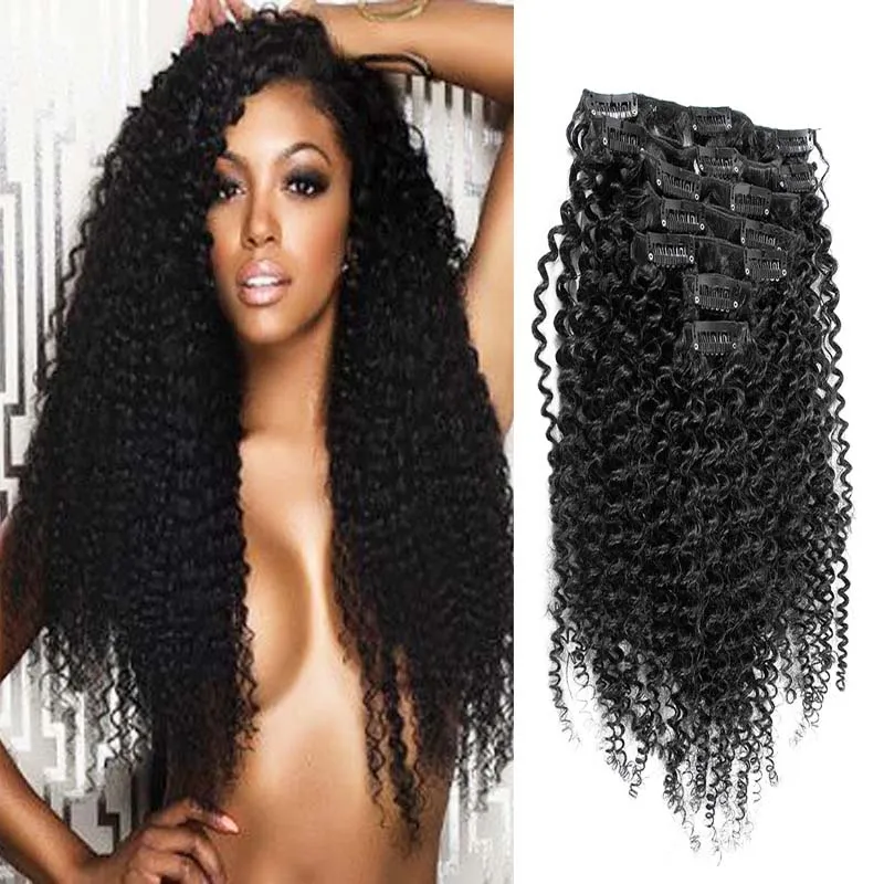 Couleur naturelle non transformée Brésilienne Kinky Cheveux bouclés 100g Afro Kinky Clip en extensions Couleur naturelle