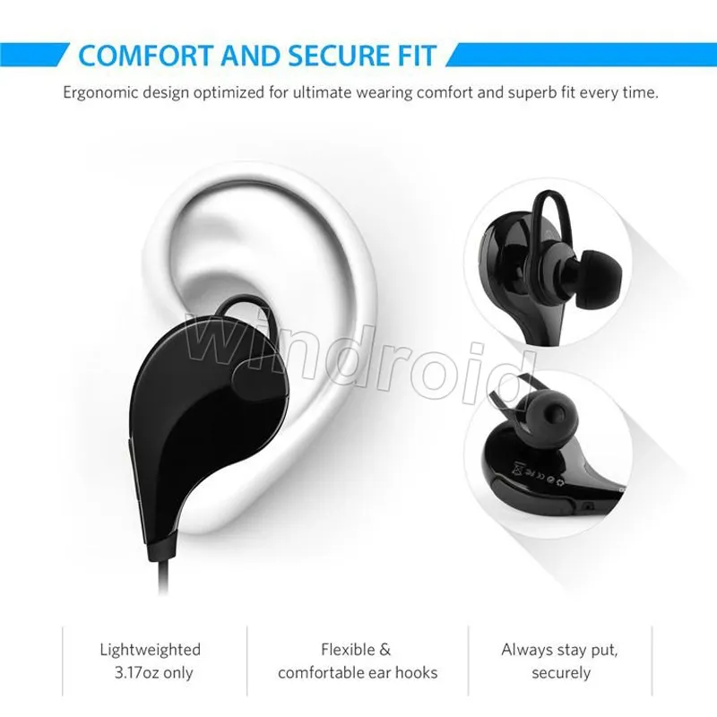 QY7 Headset Wireless Sport Running Earphone Portable Neckband Noise Cancelling Stereo Headset Bluetooth 4.1 For Smartphones with retail box