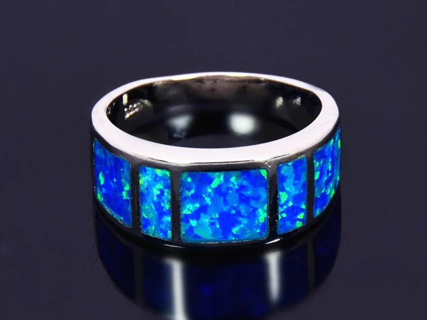Vendita al dettaglio all'ingrosso moda fine blu opale di fuoco anello argento 925 gioielli placcati le donne RMF16032601