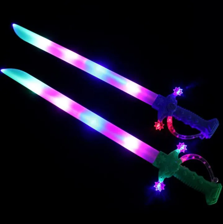 LIGHT UP NINJA SWORDS MOTION 활성화 된 사운드 깜박이는 해적 Buccaneer Sword Kids Led Flashing 장난감 글로우 스틱 파티 선물 선물 Li9232424