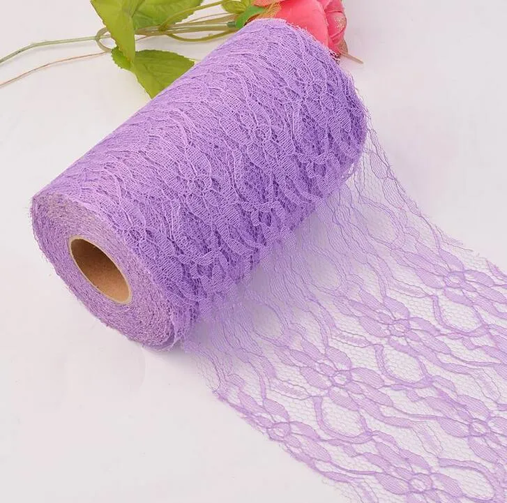Lace Roll Spool Lace Roll 6quotx25YD Netting Fabric Tutu Skirt Chair Sash Bow Table Runner Lace Fabric Wedding Decorations WT0508332707