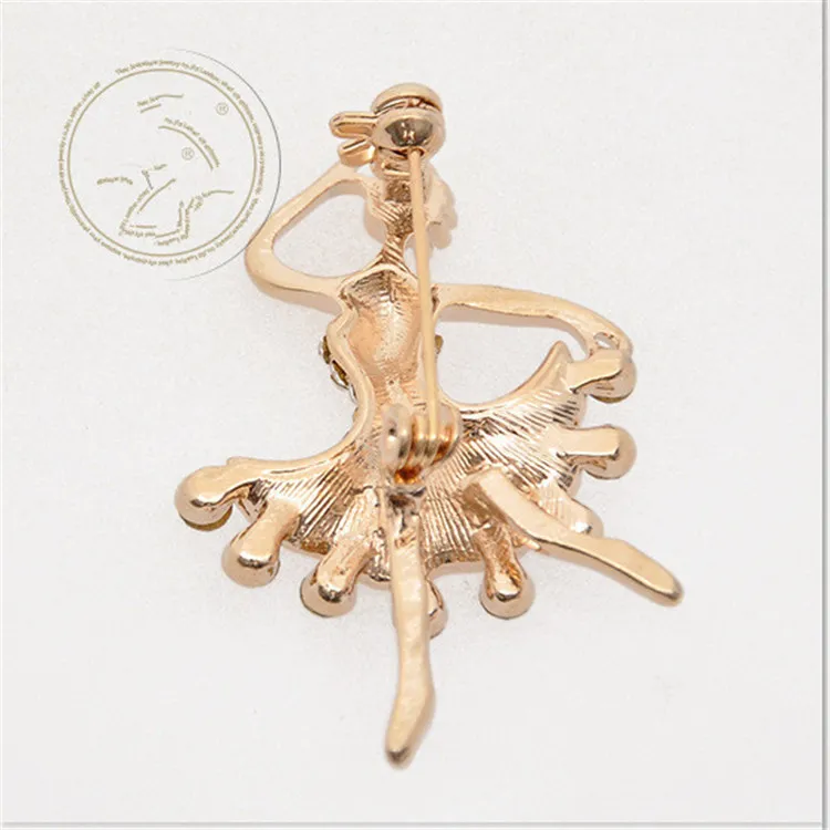 New popular beautiful wedding dancing girl brooch wholesale handmade rhinestone flower color skirt brooch brooches for wedding